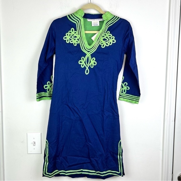 Gretchen Scott Dress womens XS Navy and Kelly Green Trim Tunic Dress - Picture 5 of 10